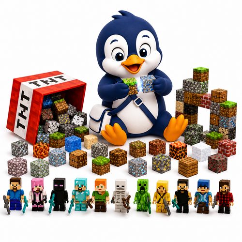 Klocki Magnetyczne Pixele 3D 240 elementów + 15 Figurek + Pudełko TNT