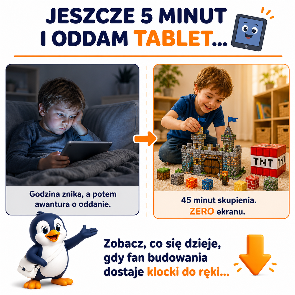 Klocki Magnetyczne Pixele 3D 180 elementów + 12 Figurek + Pudełko TNT