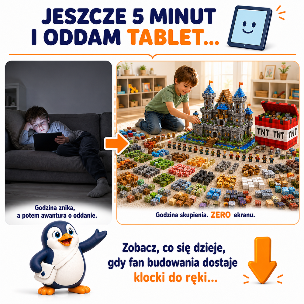 Klocki Magnetyczne Pixele 3D 480 elementów + 30 Figurek + Pudełko TNT