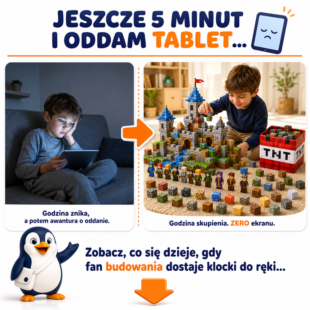 Klocki Magnetyczne Pixele 3D 360 elementów + 24 Figurek + Pudełko TNT