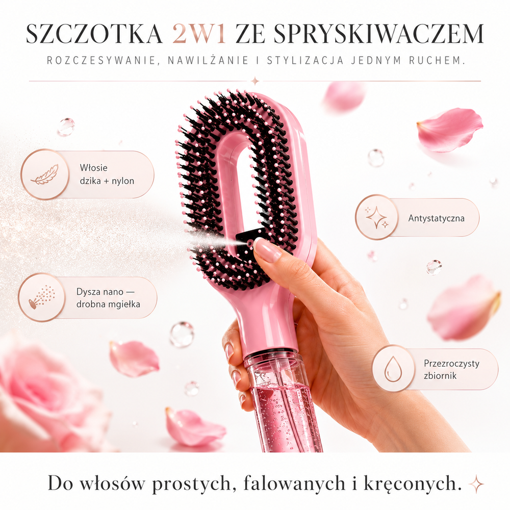 Szczotka do Włosów 2w1 ze Spryskiwaczem