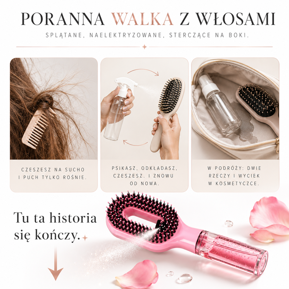 Szczotka do Włosów 2w1 ze Spryskiwaczem