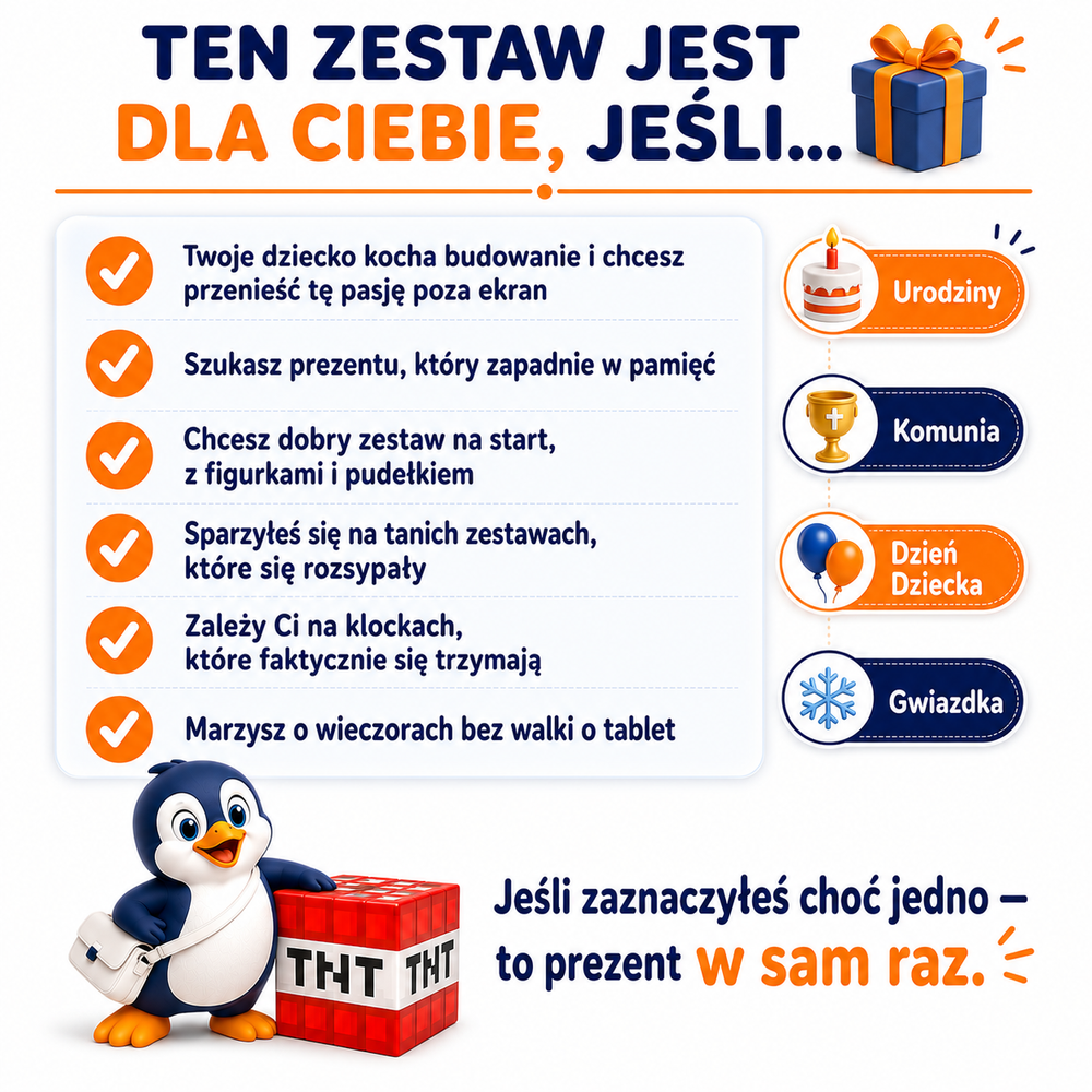 Klocki Magnetyczne Pixele 3D 180 elementów + 12 Figurek + Pudełko TNT
