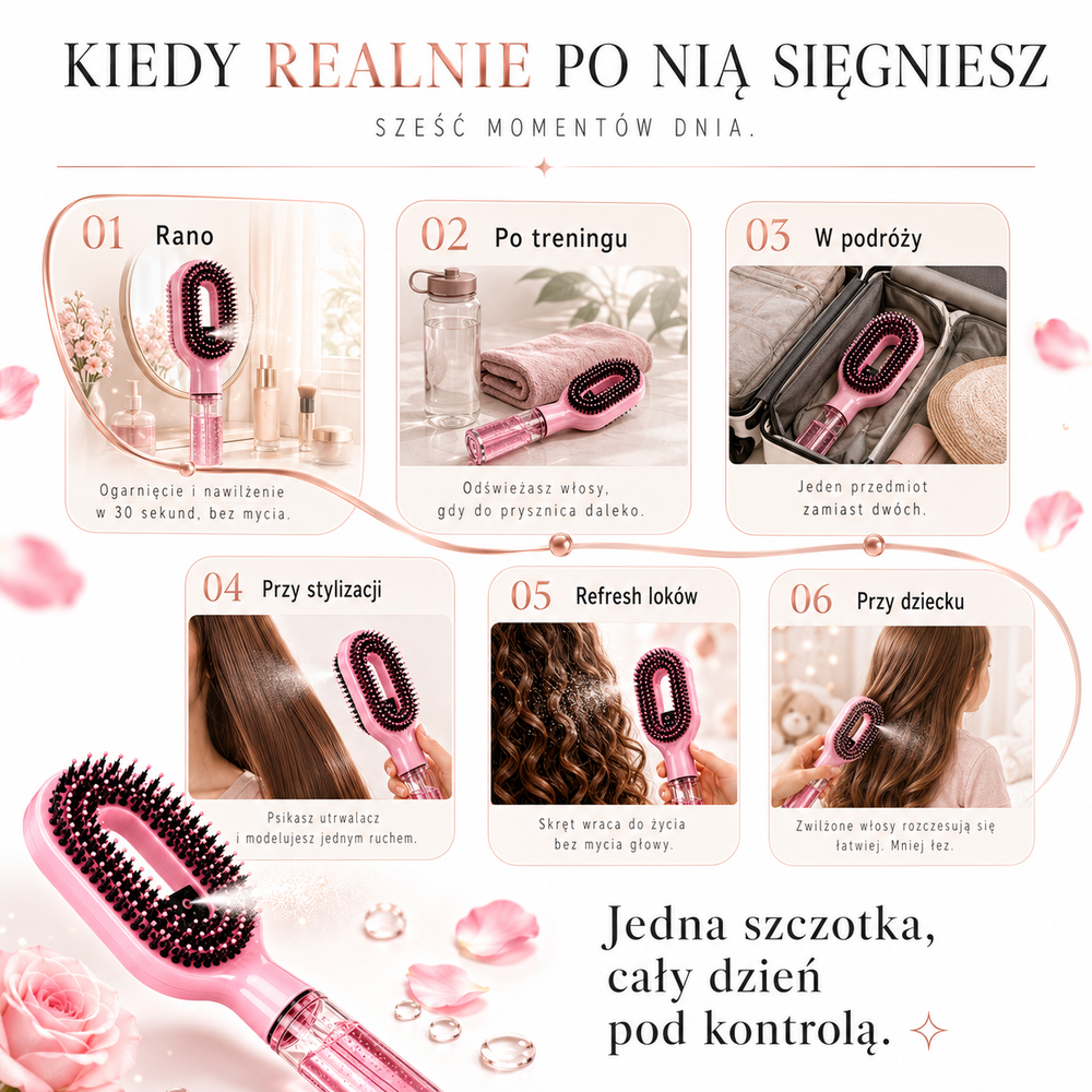 Szczotka do Włosów 2w1 ze Spryskiwaczem