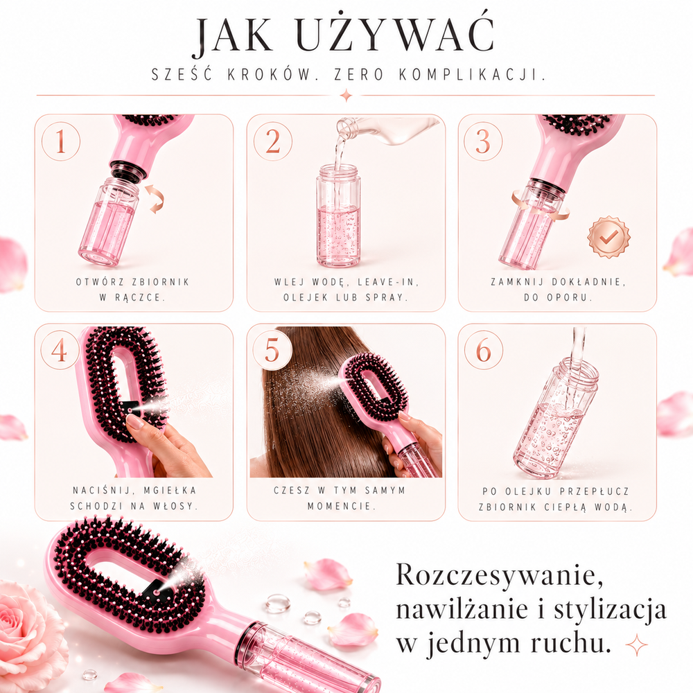 Szczotka do Włosów 2w1 ze Spryskiwaczem