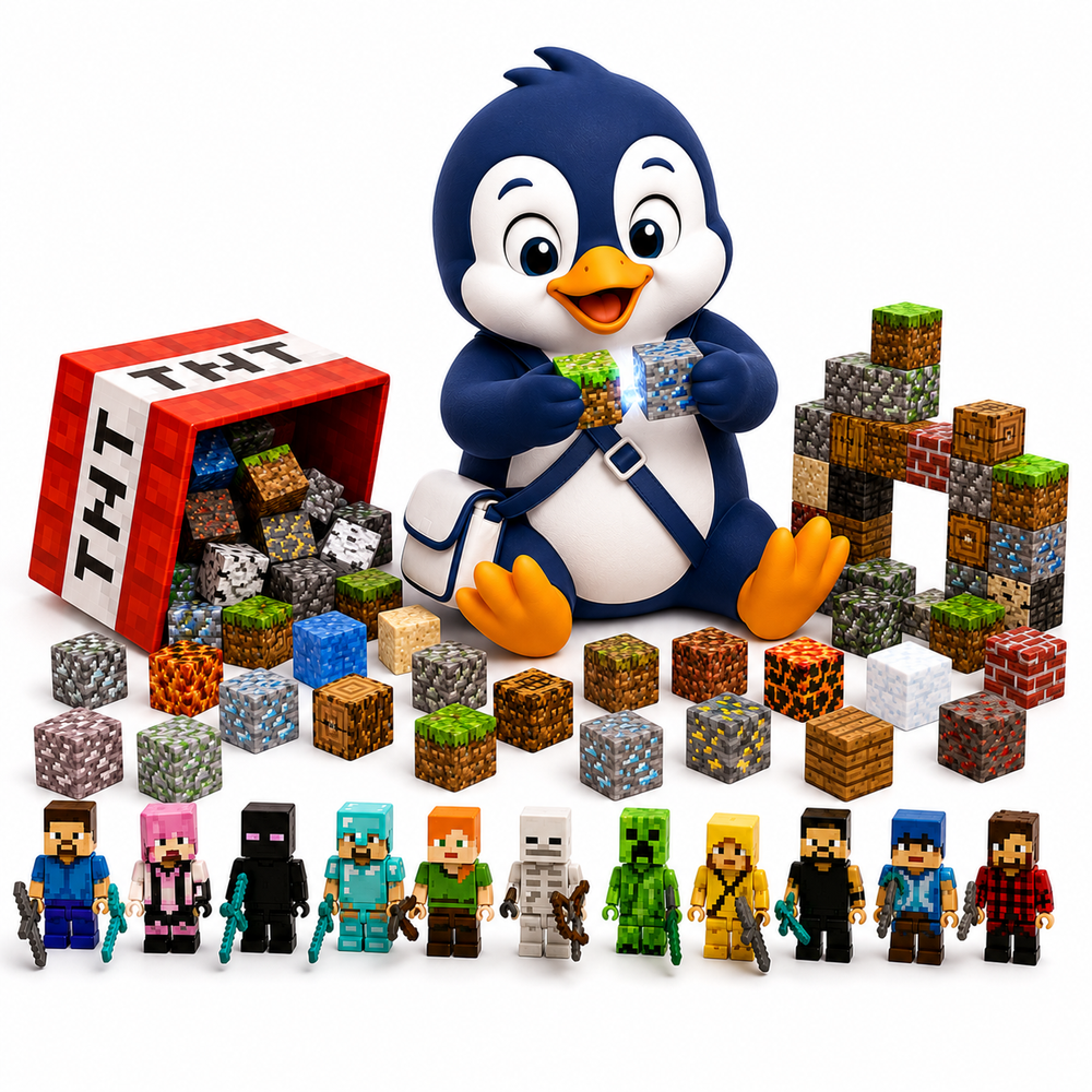 Klocki Magnetyczne Pixele 3D 240 elementów + 15 Figurek + Pudełko TNT