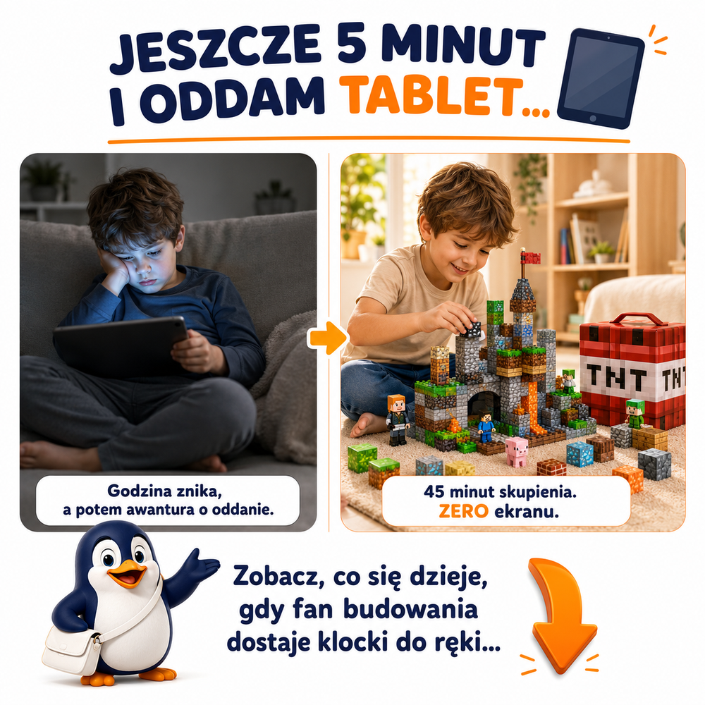 Klocki Magnetyczne Pixele 3D 240 elementów + 15 Figurek + Pudełko TNT