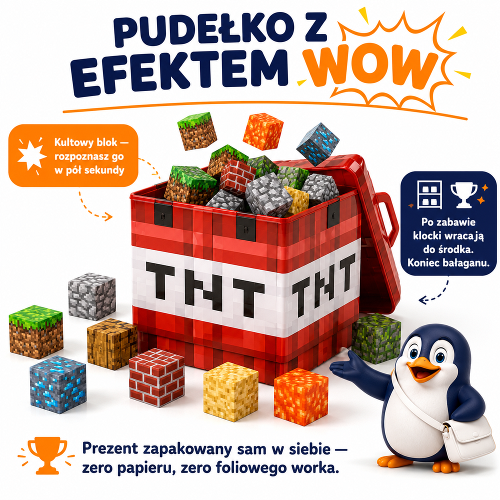 Klocki Magnetyczne Pixele 3D 240 elementów + 15 Figurek + Pudełko TNT