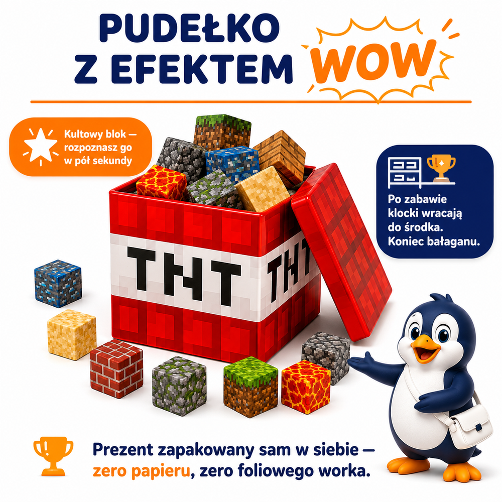 Klocki Magnetyczne Pixele 3D 180 elementów + 12 Figurek + Pudełko TNT