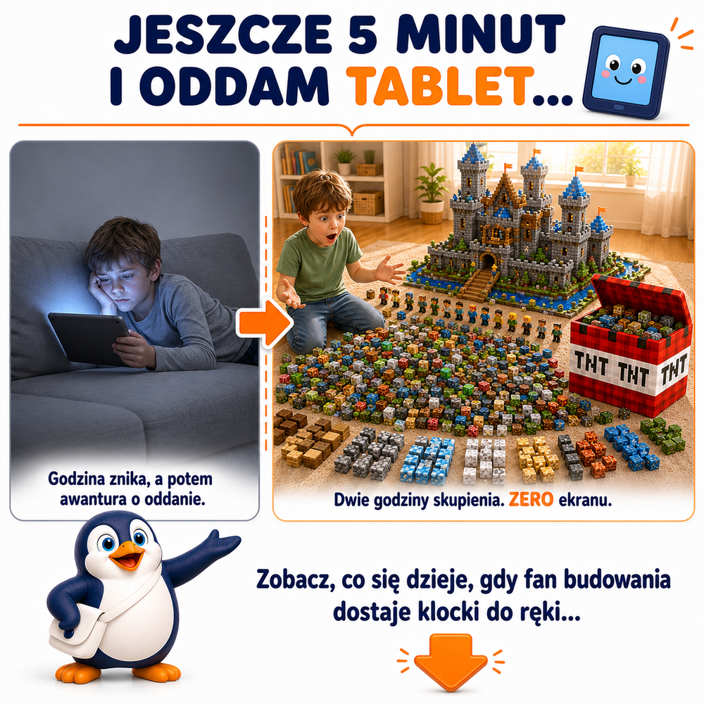 Klocki Magnetyczne Pixele 3D 600 elementów + 36 Figurek + Pudełko TNT