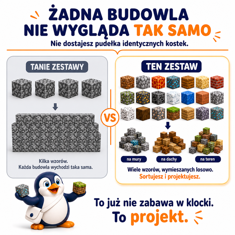 Klocki Magnetyczne Pixele 3D 480 elementów + 30 Figurek + Pudełko TNT