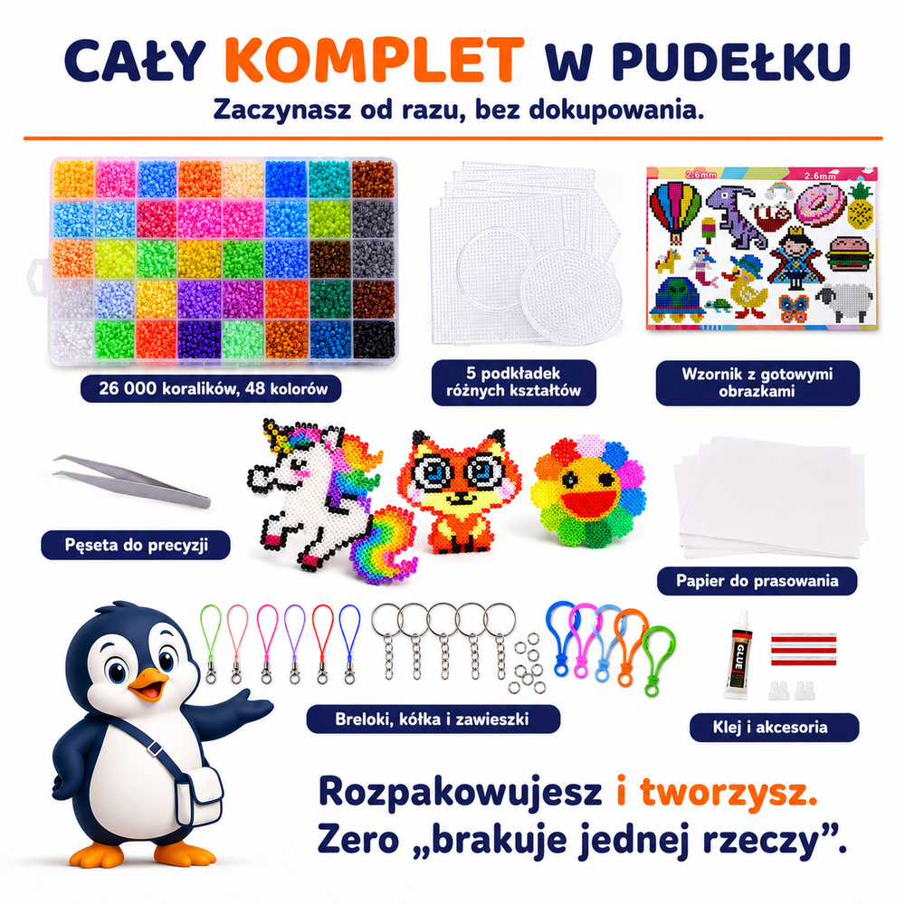 Koraliki do Prasowania 26000 szt 48 Kolorów Zestaw Kreatywny dla Dzieci DIY