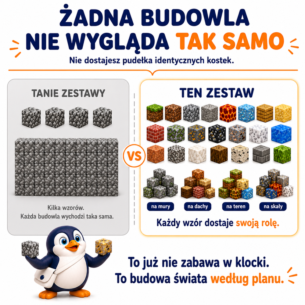 Klocki Magnetyczne Pixele 3D 600 elementów + 36 Figurek + Pudełko TNT