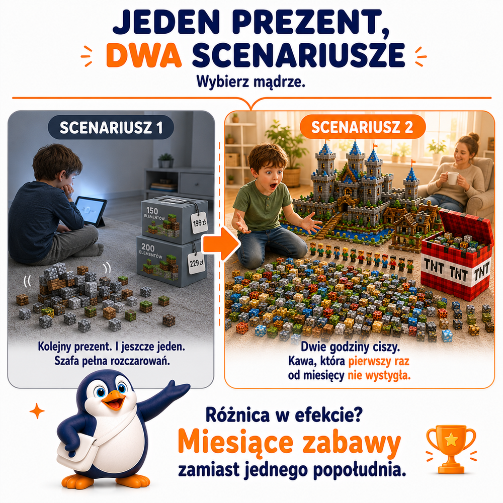 Klocki Magnetyczne Pixele 3D 600 elementów + 36 Figurek + Pudełko TNT