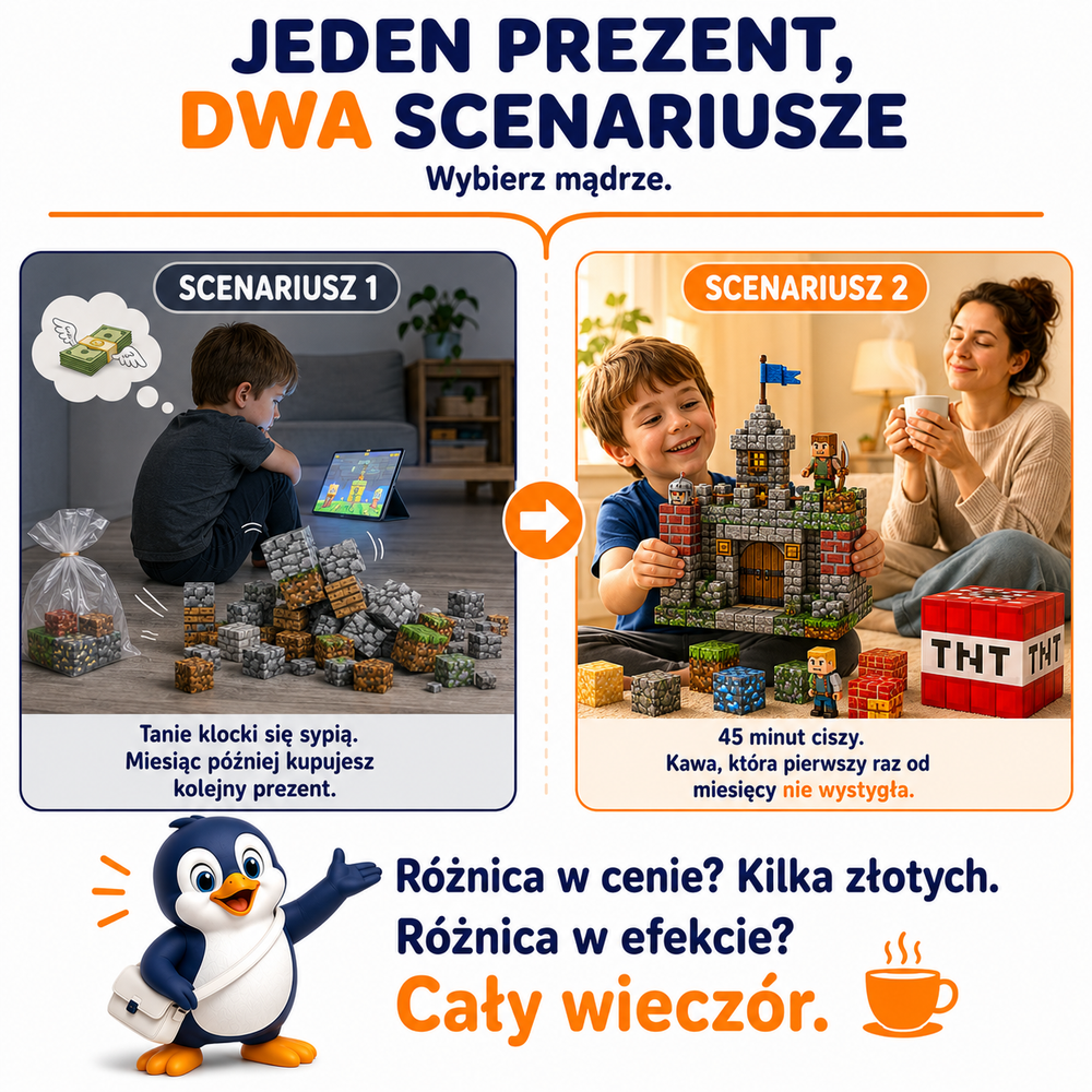 Klocki Magnetyczne Pixele 3D 180 elementów + 12 Figurek + Pudełko TNT