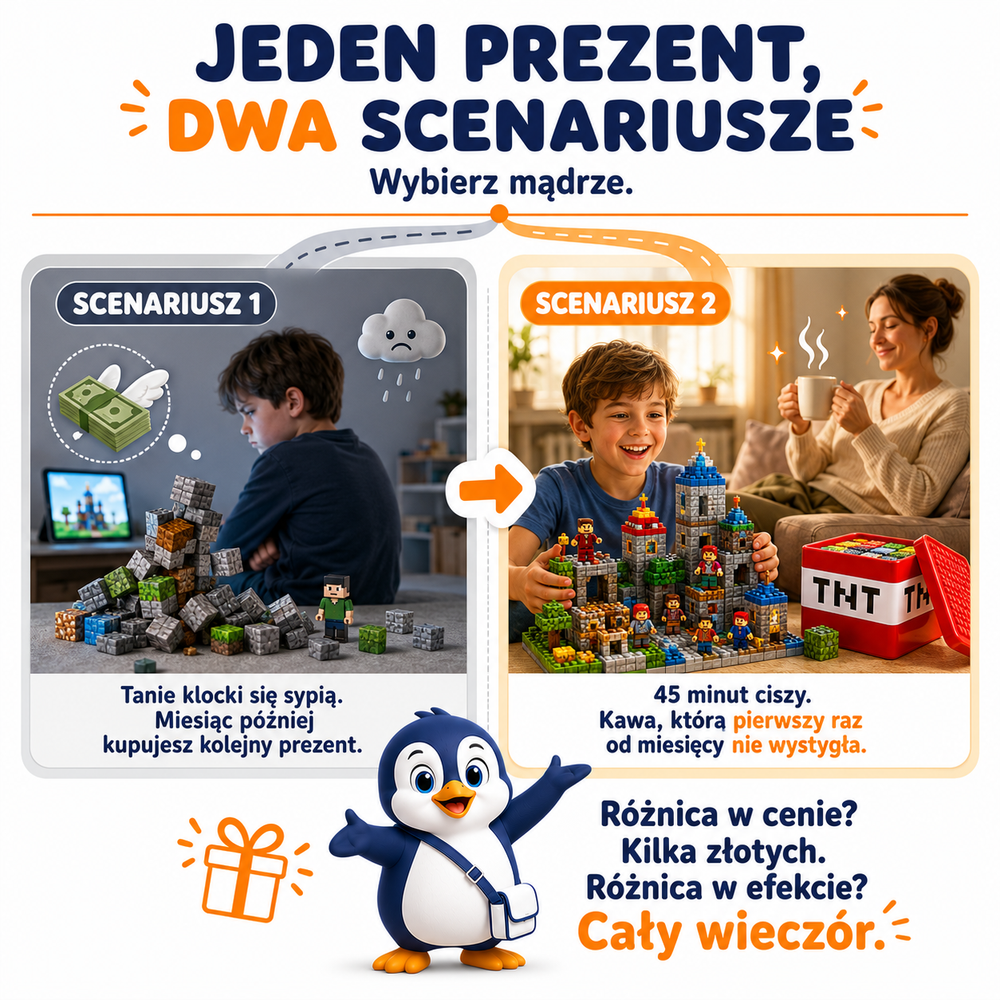 Klocki Magnetyczne Pixele 3D 300 elementów + 18 Figurek + Pudełko TNT