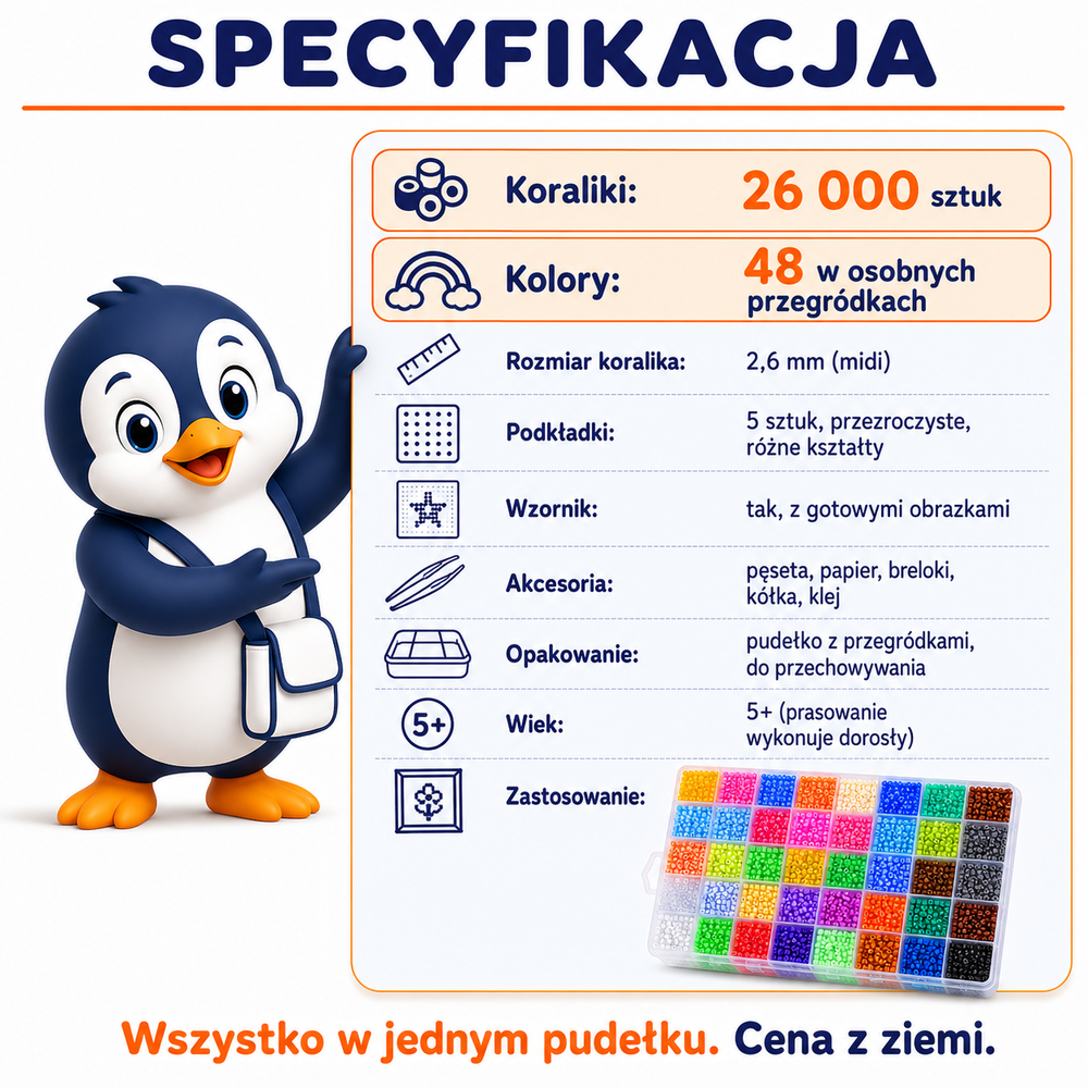Koraliki do Prasowania 26000 szt 48 Kolorów Zestaw Kreatywny dla Dzieci DIY